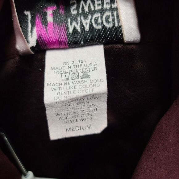 Maggie Sweet Womens Button Up Shirt Maroon Size Medium 100% Polyester LongSleeve - Picture 8 of 12